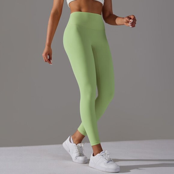 🍏 APPLE GREEN "Naked Feel" Leggings! High Rise Squat Proof Tights - Seamless! - Picture 6 of 9